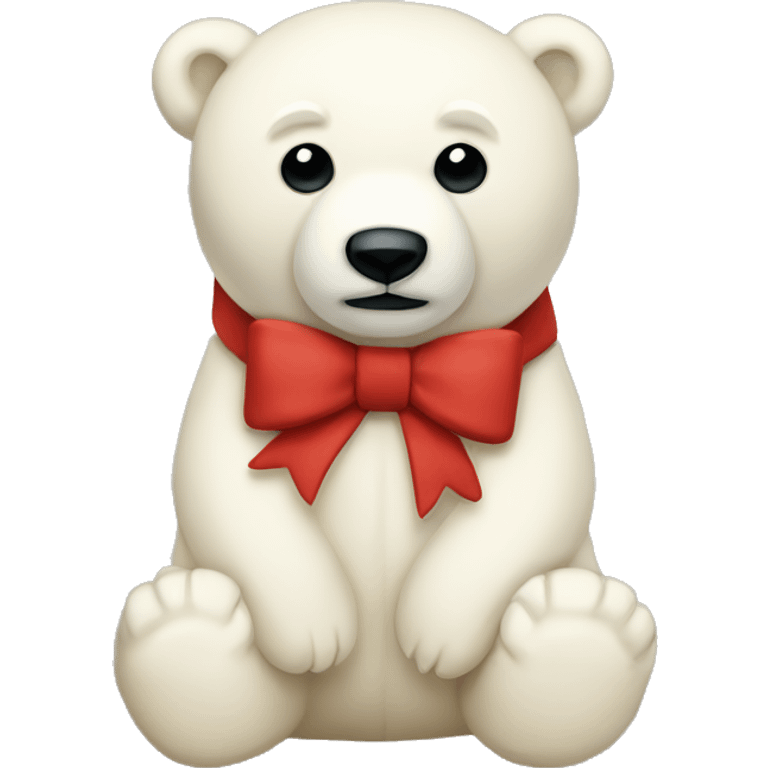 Stuffed animal Polar bear red cream bow  emoji