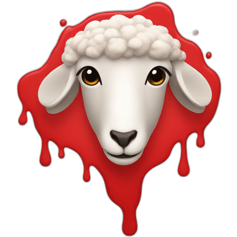 A sheep head in a red puddle emoji