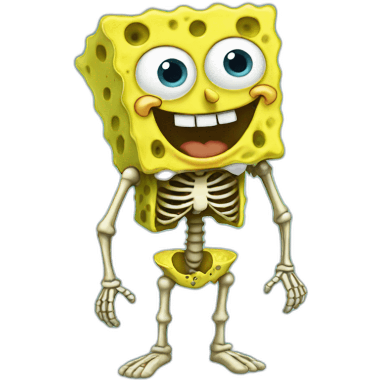 spongebob with skeleton body emoji