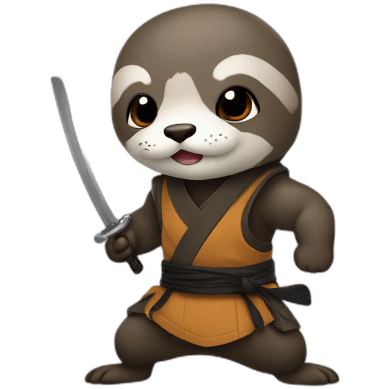 cute otter deguised as a ninja emoji