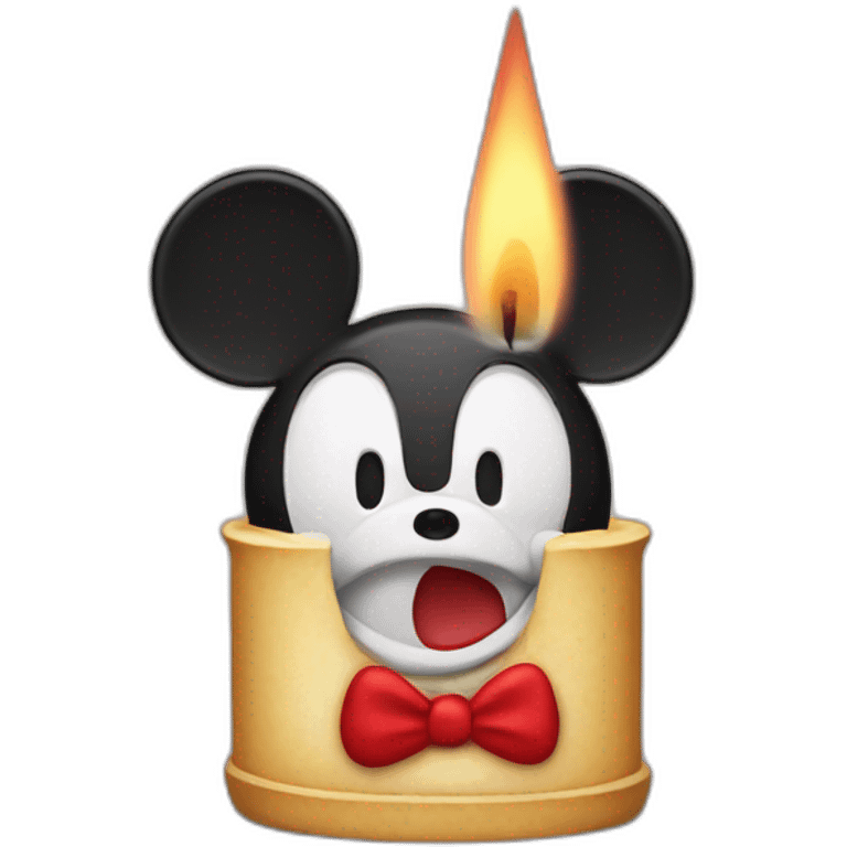 Mickey mouse with a candle emoji