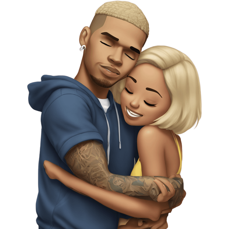 Hyper Realistic Chris Brown hugging Karruche Tran emoji