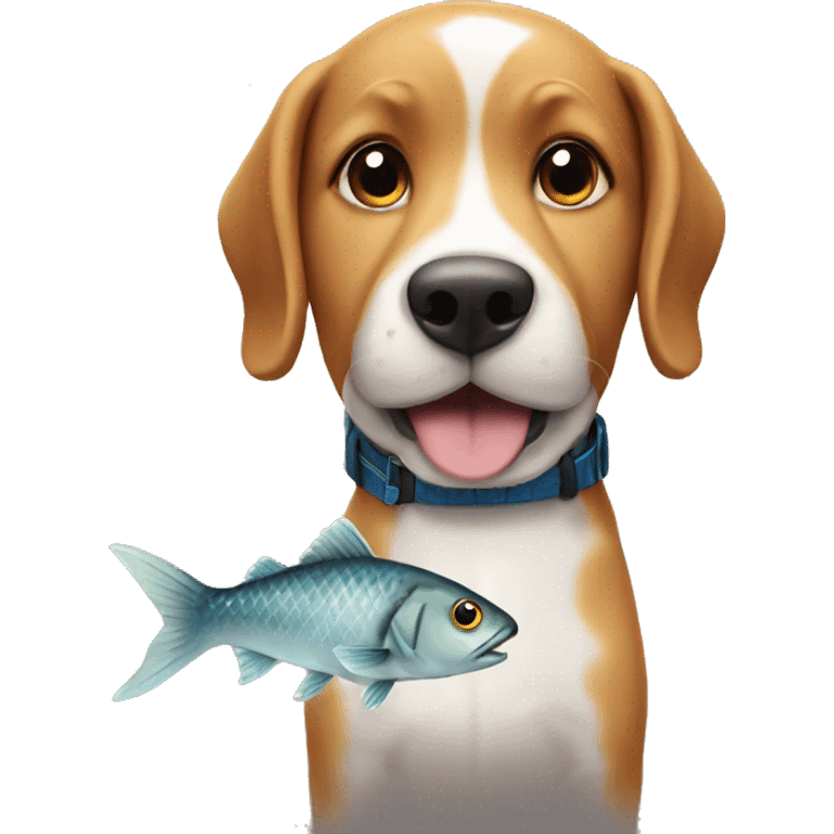 Dog with a fish emoji