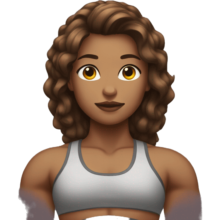 Strong muscle girl brown hair emoji