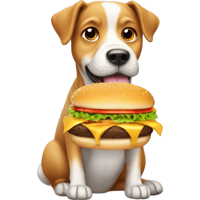 Cute Dog with Cheeseburger  emoji