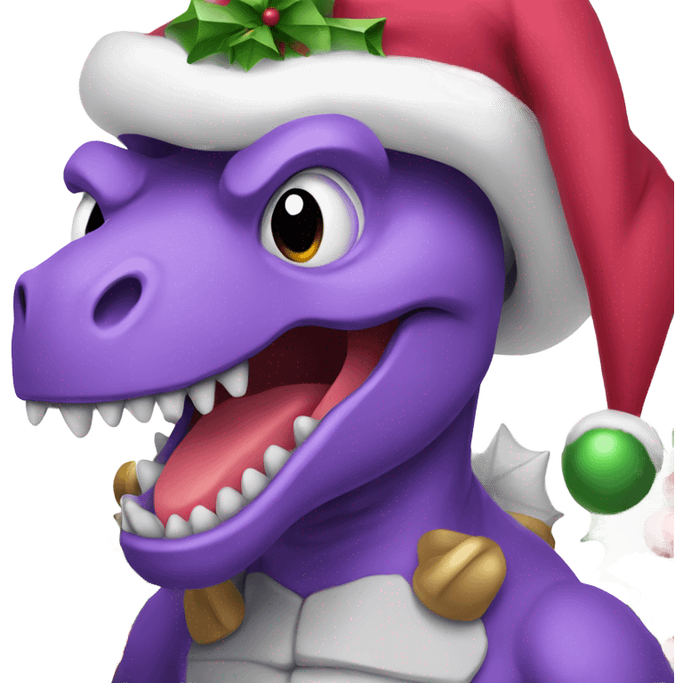 purple dinosaur with christmas hat emoji