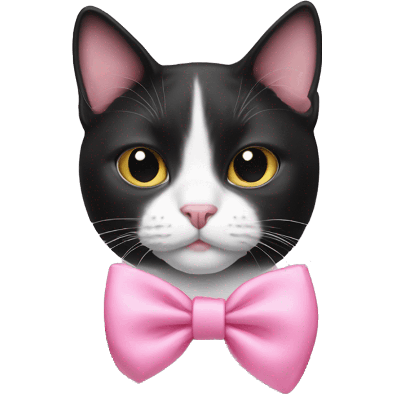 Tuxedo cat with pink bow  emoji