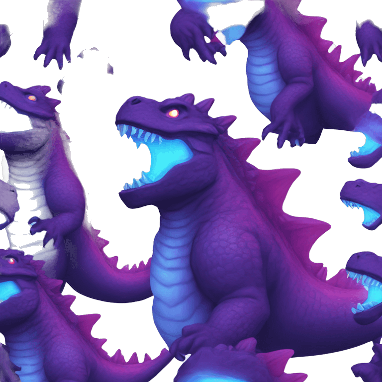 Godzilla blue and purple glow firing glowing breath hot glow  emoji