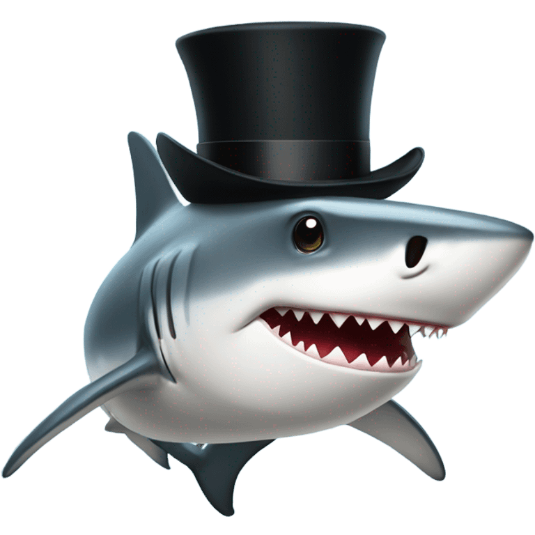 Shark with a top hat emoji