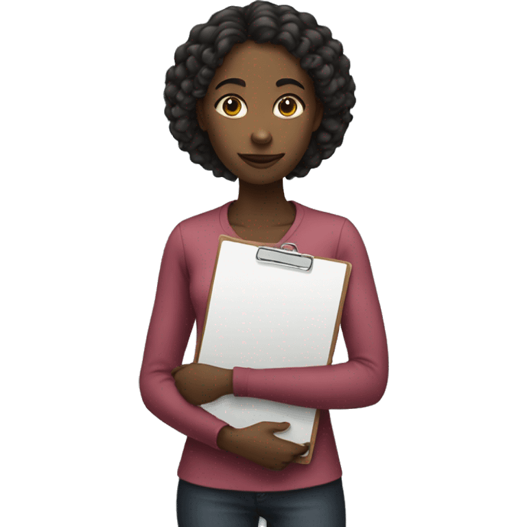 black young female with a clipboard emoji