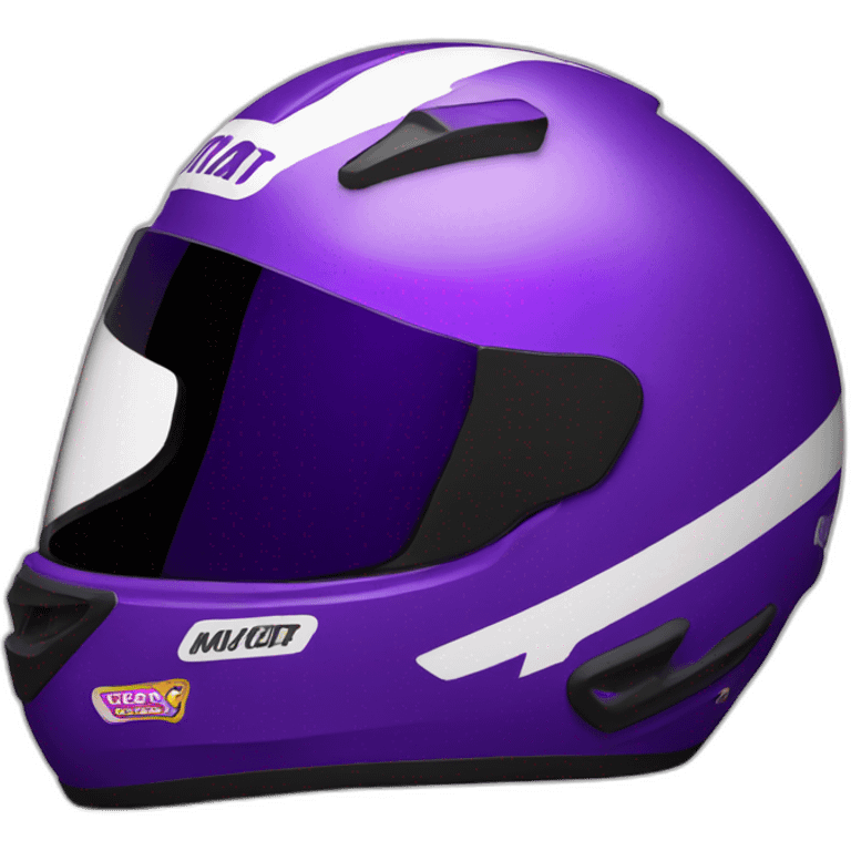 racing helmet with dark purple color and stickers side angle emoji