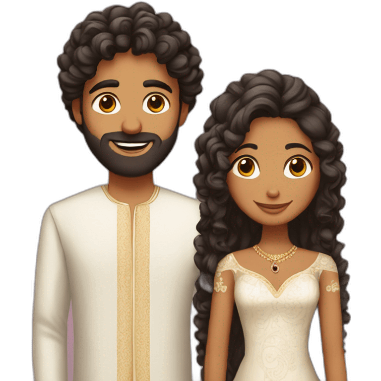 indian girl with curly hair marrying indian guy with straight hair and beard emoji