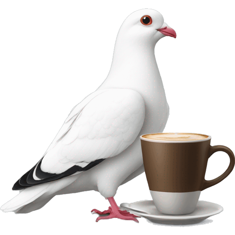  White Pigeon drinking coffee emoji