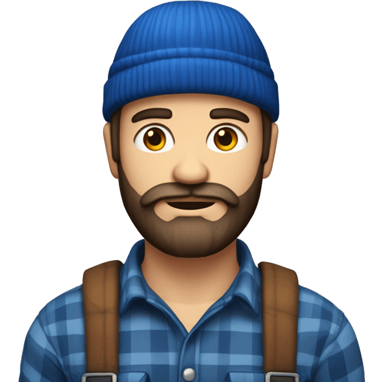 lumberjack with blue woolen hat, short dark beard. Light skin. emoji