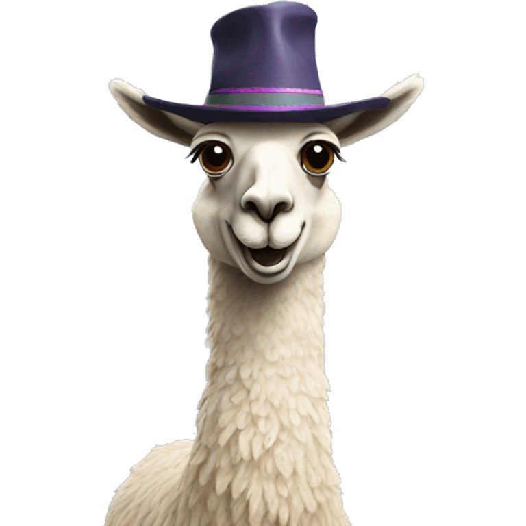 Llama with a hat emoji