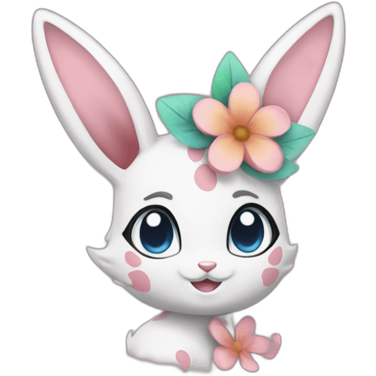 Sylveon zoom in her head with flower emoji