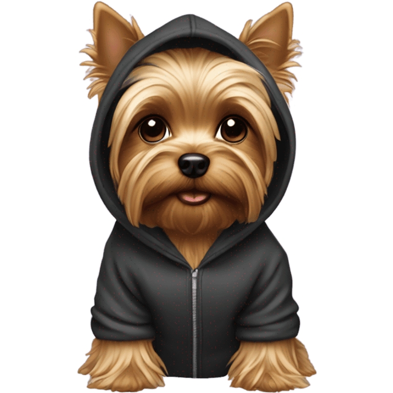 Yorkie with a hoodie emoji