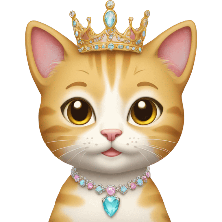 princess-cat with tiara and necklace full body emoji