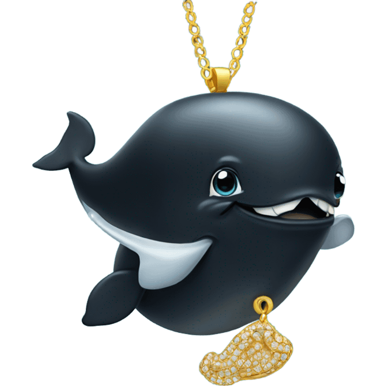 Black whale wearing gold necklace emoji