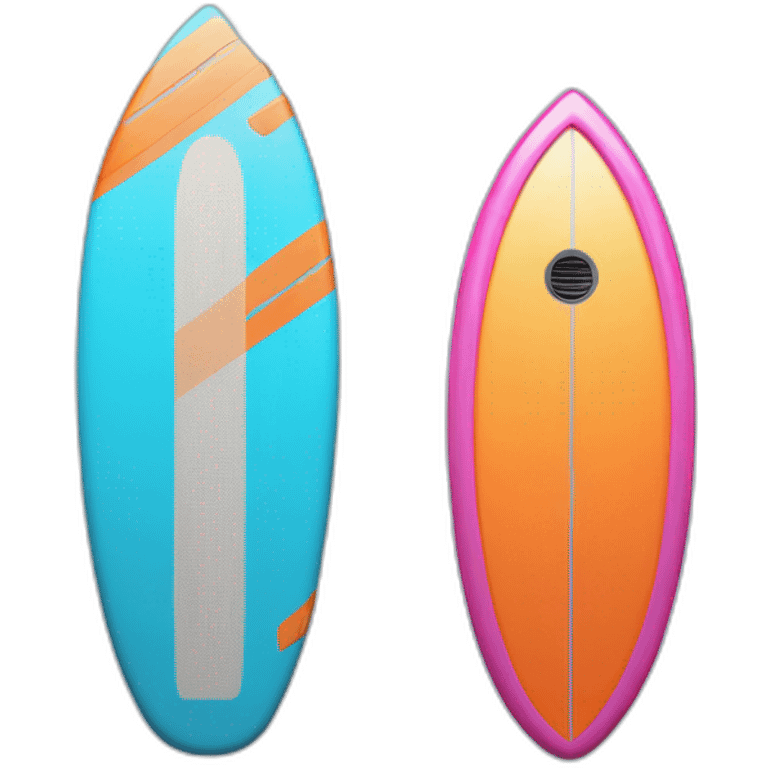 surf board Cartoon Blue and orange smiling and a microphone Cartoon Blue and pink  emoji