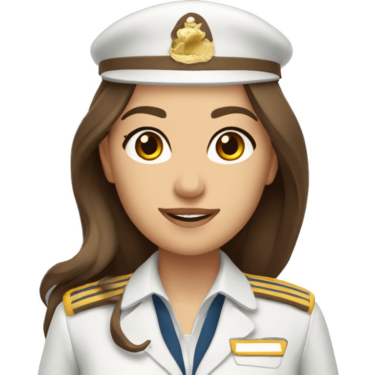 Stewardess in uniform with long brown hair and brown eyes emoji