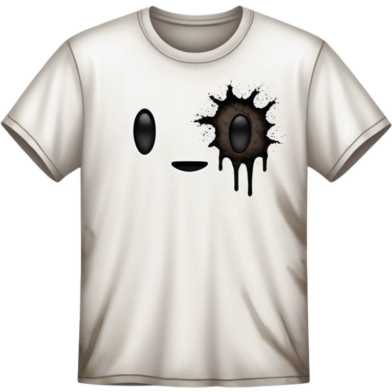 A white T-shirt heavily stained with black dirt and grime. The fabric is covered in dark smudges, making it look extremely dirty and worn out emoji