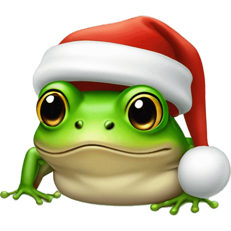 Little frog with Santa’s hat emoji