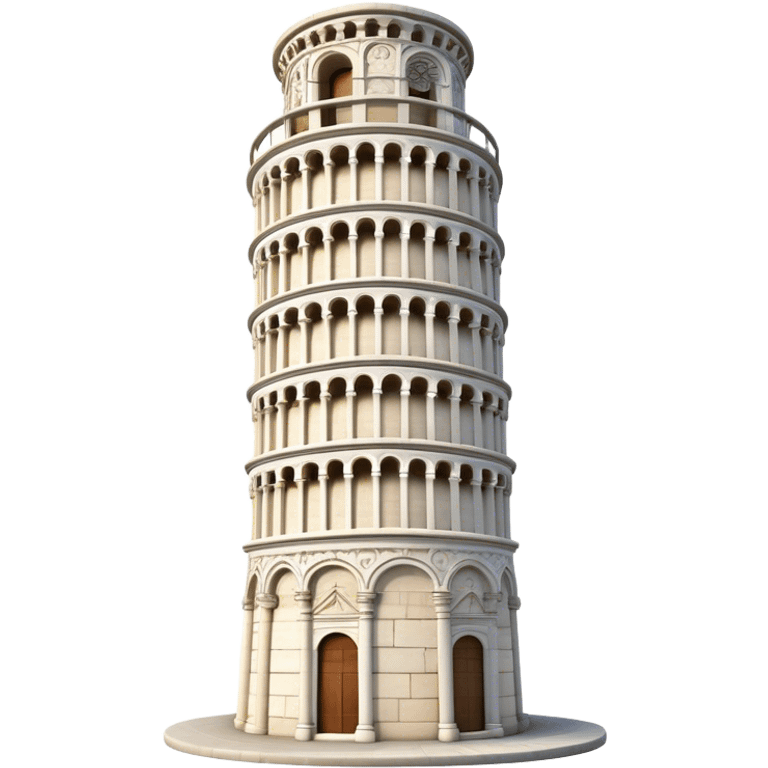 Cinematic Realistic Leaning Tower of Pisa Landmark Emoji, showcasing the iconic medieval tower with intricate stonework rendered with dynamic lighting and detailed textures. emoji