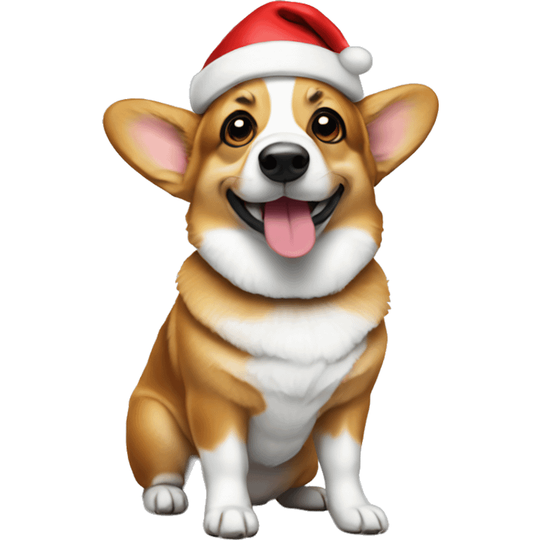 Corgi wearing a Santa hat emoji