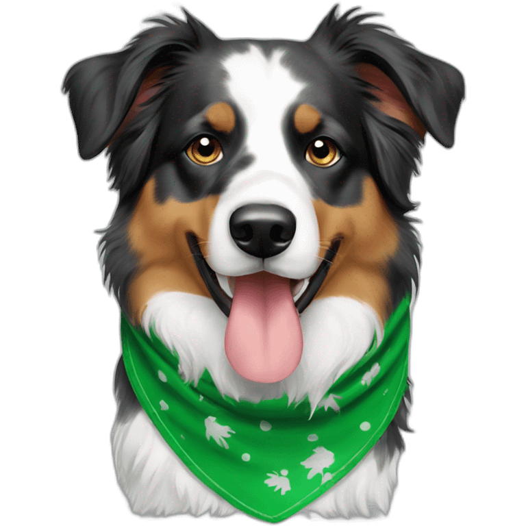 Australian shepherd with green bandana emoji