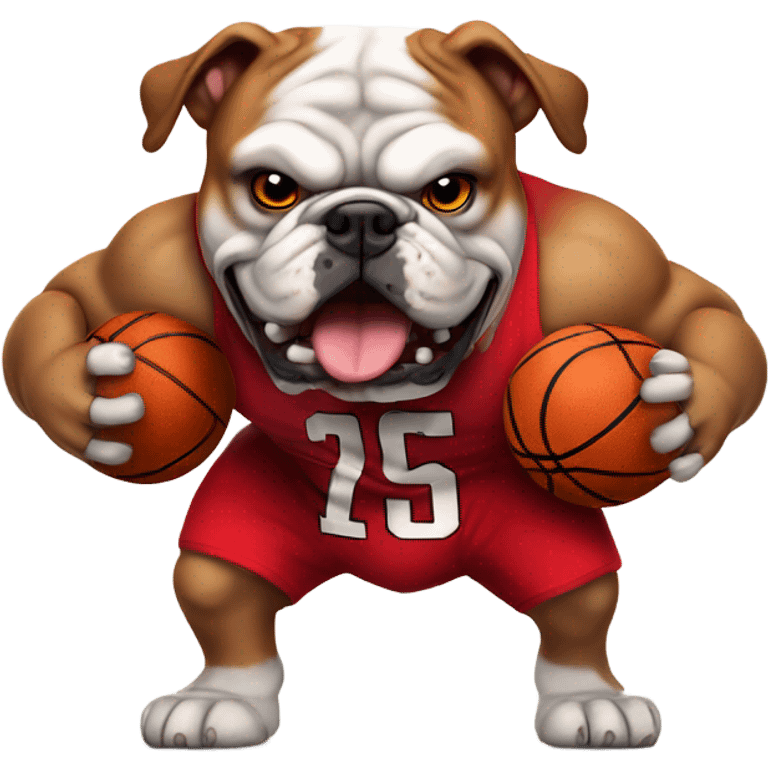 Aggressive Muscular Bulldog In red Basketball Jersey emoji