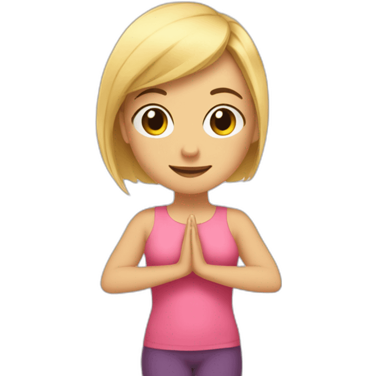 Blonde girl short hair holding dachsucund and doing yoga  emoji emoji