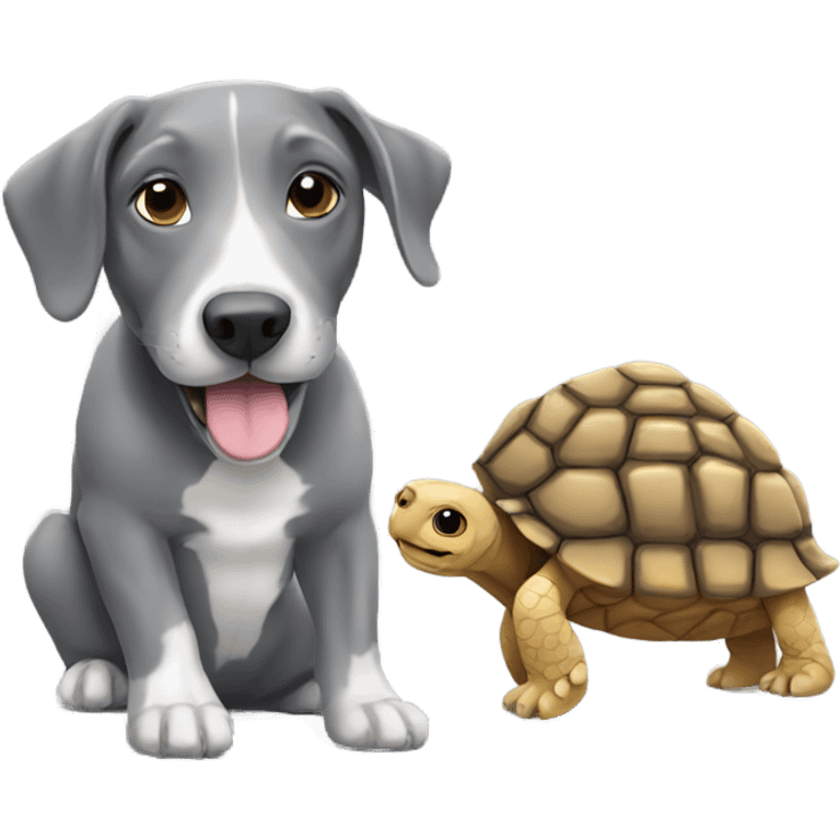 Tortoise and grey dog emoji