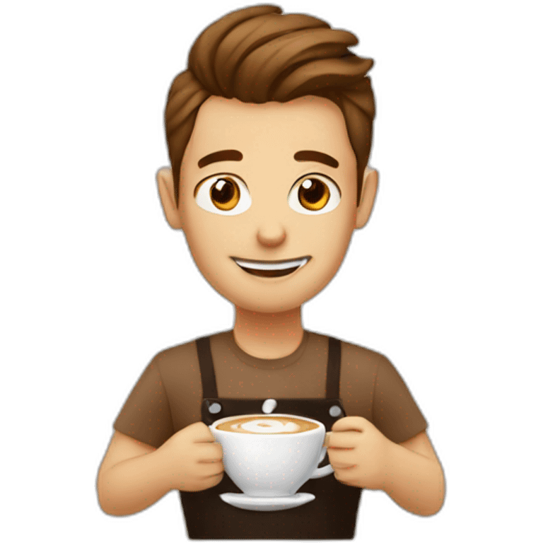 A barista making latte art emoji