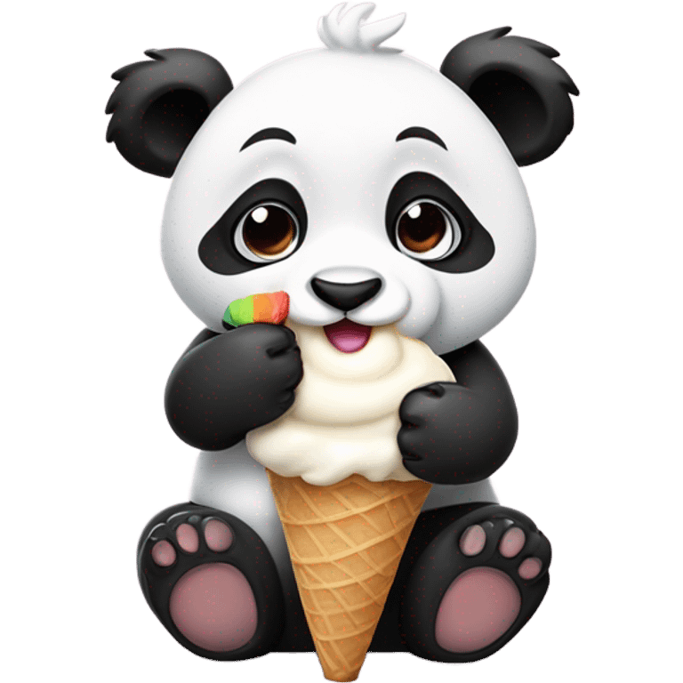 Panda eating ice cream emoji