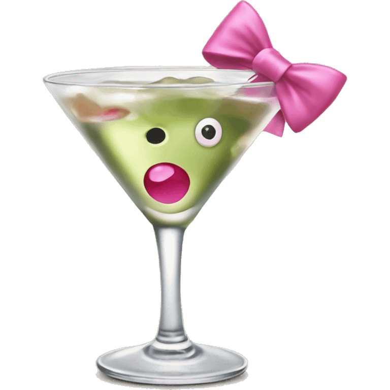 Dirty martini with a pink bow on the step emoji