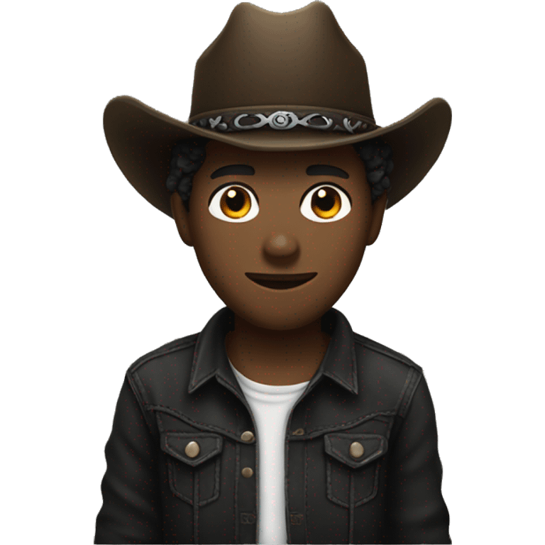 Lightskined dark face with a cowboy hat and black bandana emoji