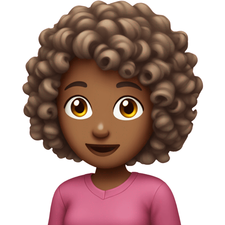 girl with curly hair on pink phone  emoji