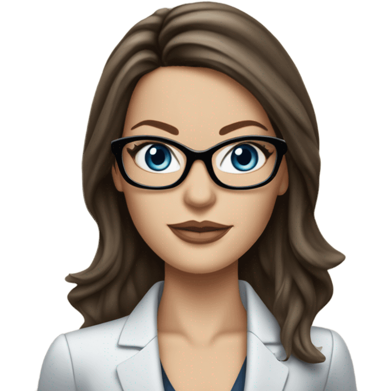 Lifelike Kate Beckinsale blue eyes wearing glasses in a business dress emoji