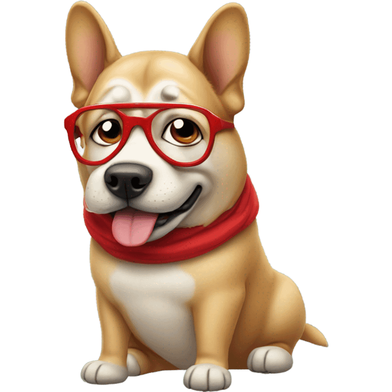 Big fat dog wearing red glasses  emoji