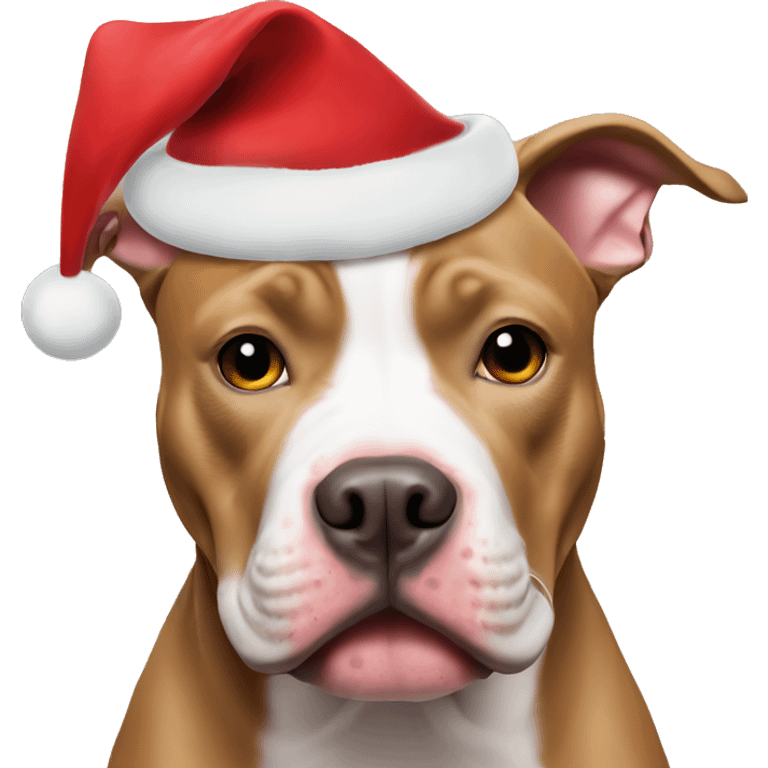 pit bull wearing christmas hat emoji