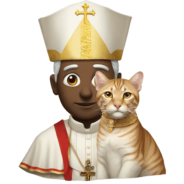 Pope with a big cat on head emoji