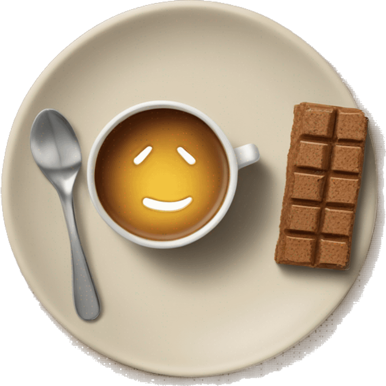 Top view coffee and protein bar on a small plate  emoji