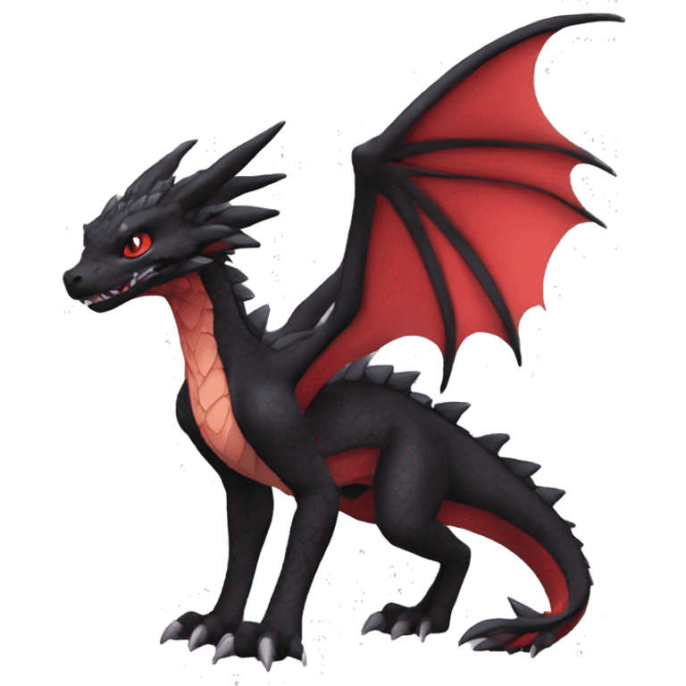 Anthro Cute cool black red nargacuga dragon animal hybrid Fakemon full body emoji