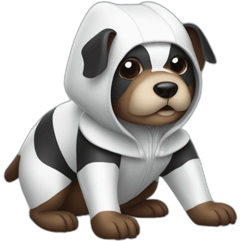 black and white beaver york dog in a spider costume  emoji