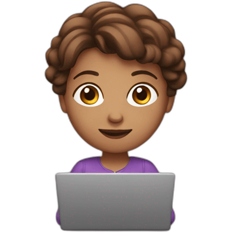 woman with Brown hair with laptop emoji