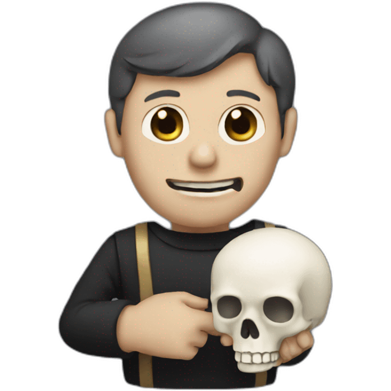 Hamlet with skull on hand emoji