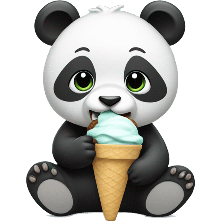 Panda eating ice cream emoji