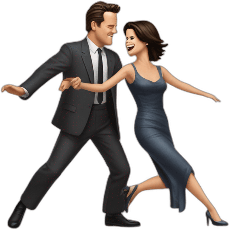 Neve Campbell and Matthew Perry dancing rock’n’roll emoji