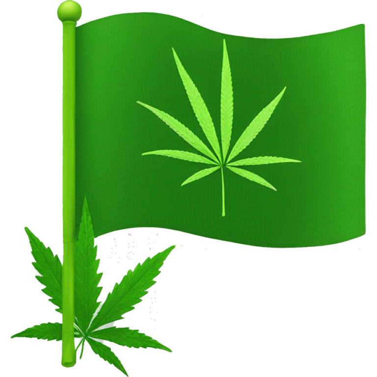 green flag with weed leaf  emoji